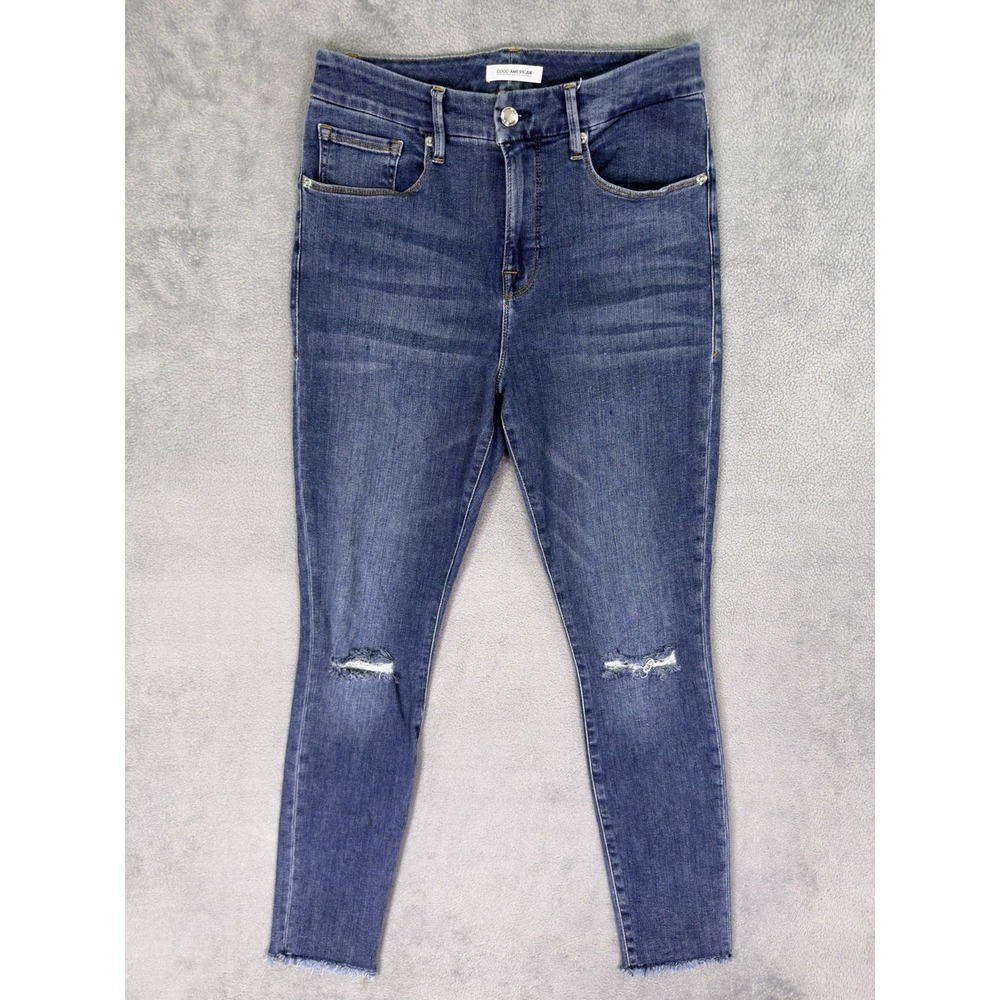 Good American Jeans Womens 8/29 Blue Medium Wash Good Legs High Rise Skinny Crop